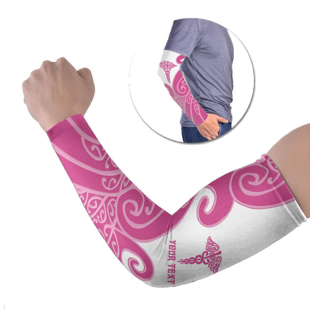 Personalised New Zealand Nurse Arm Sleeves Maori Koru Pink Version LT05 Set of 2 Pink - Polynesian Pride