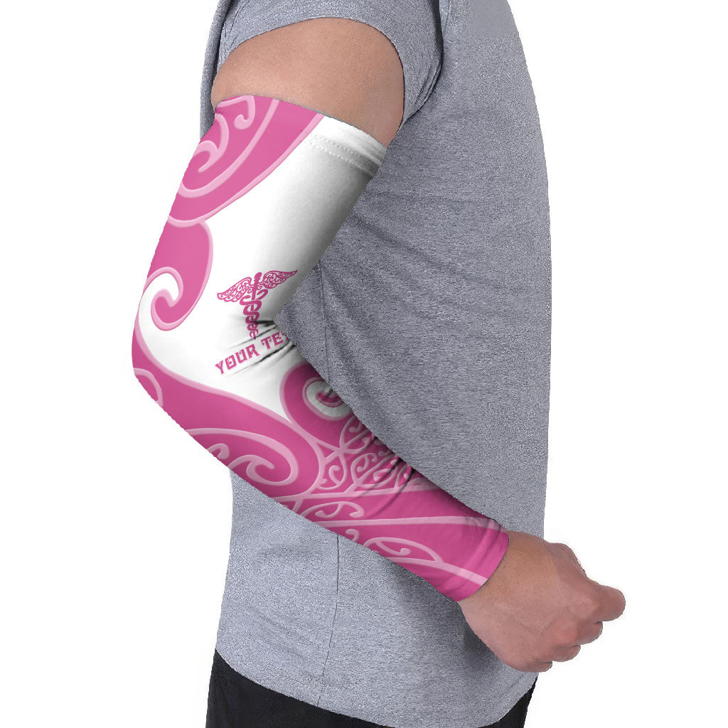 Personalised New Zealand Nurse Arm Sleeves Maori Koru Pink Version LT05 - Polynesian Pride