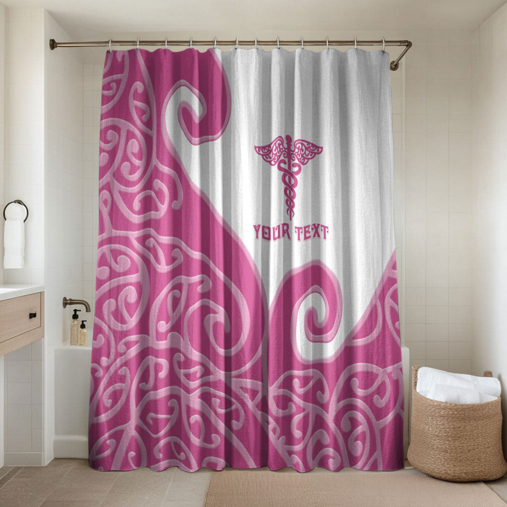 Personalised New Zealand Nurse Bathroom Set Maori Koru Pink Version LT05 Shower Curtain Only Pink - Polynesian Pride