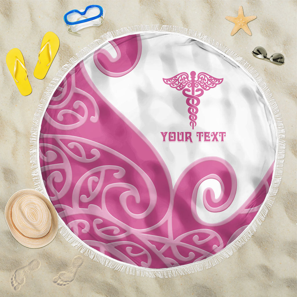 Personalised New Zealand Nurse Beach Blanket Maori Koru Pink Version LT05 One Size 150cm Pink - Polynesian Pride