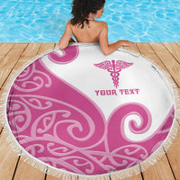 Personalised New Zealand Nurse Beach Blanket Maori Koru Pink Version LT05 - Polynesian Pride