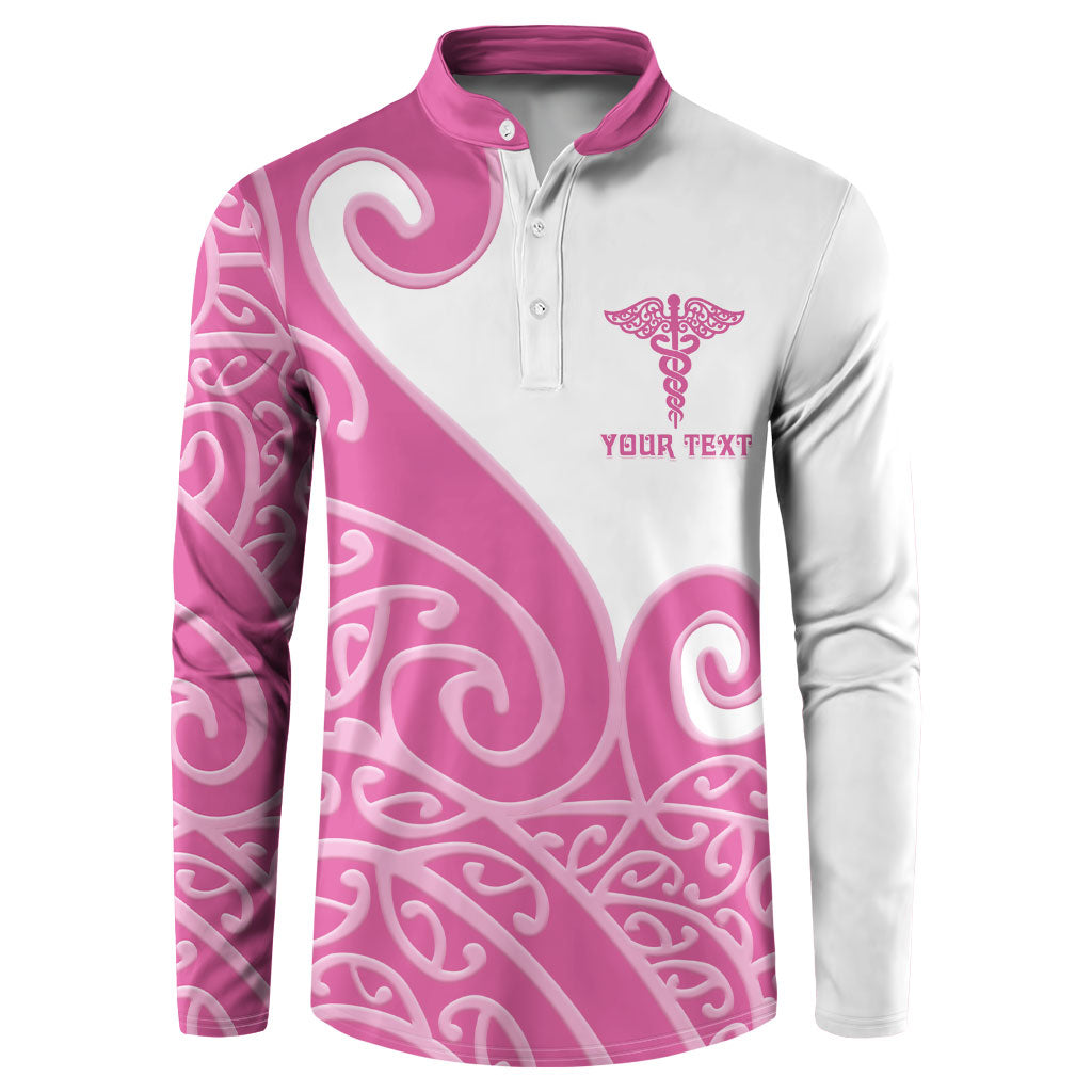 Personalised New Zealand Nurse Button Sweatshirt Maori Koru Pink Version LT05 Pink - Polynesian Pride