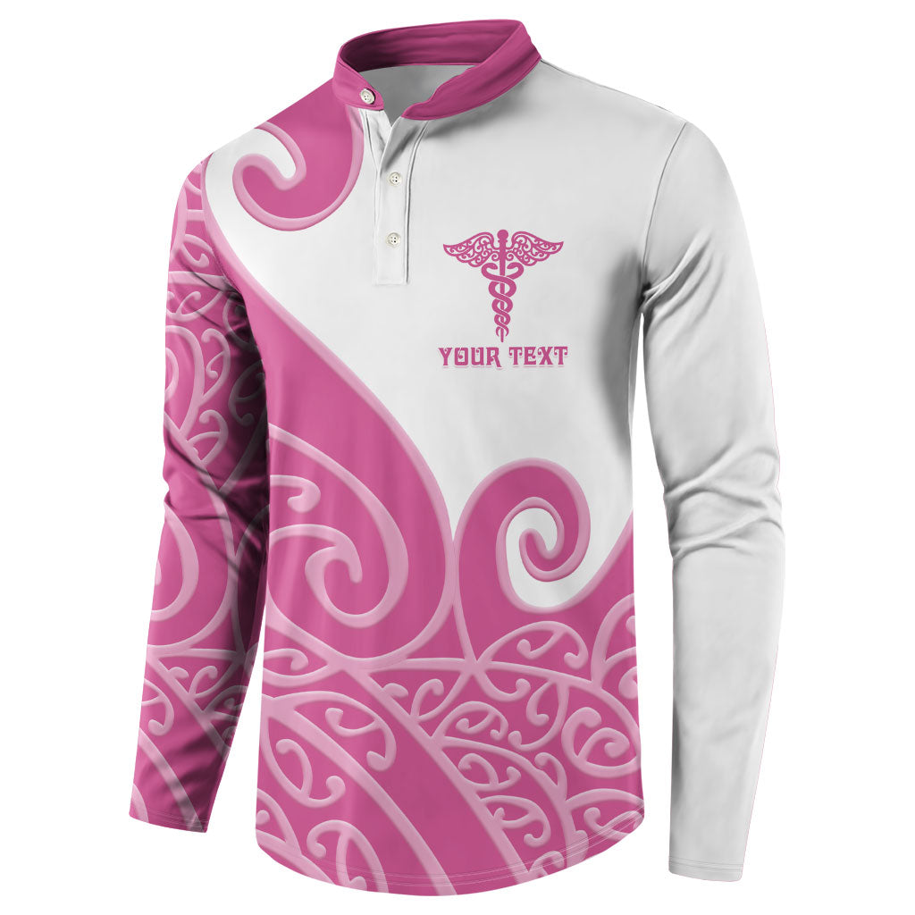 Personalised New Zealand Nurse Button Sweatshirt Maori Koru Pink Version LT05 - Polynesian Pride