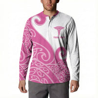 Personalised New Zealand Nurse Button Sweatshirt Maori Koru Pink Version LT05 - Polynesian Pride