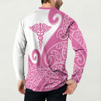 Personalised New Zealand Nurse Button Sweatshirt Maori Koru Pink Version LT05 - Polynesian Pride