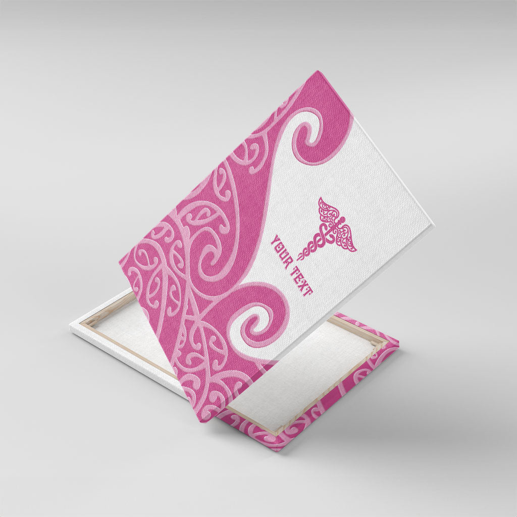 Personalised New Zealand Nurse Canvas Wall Art Maori Koru Pink Version