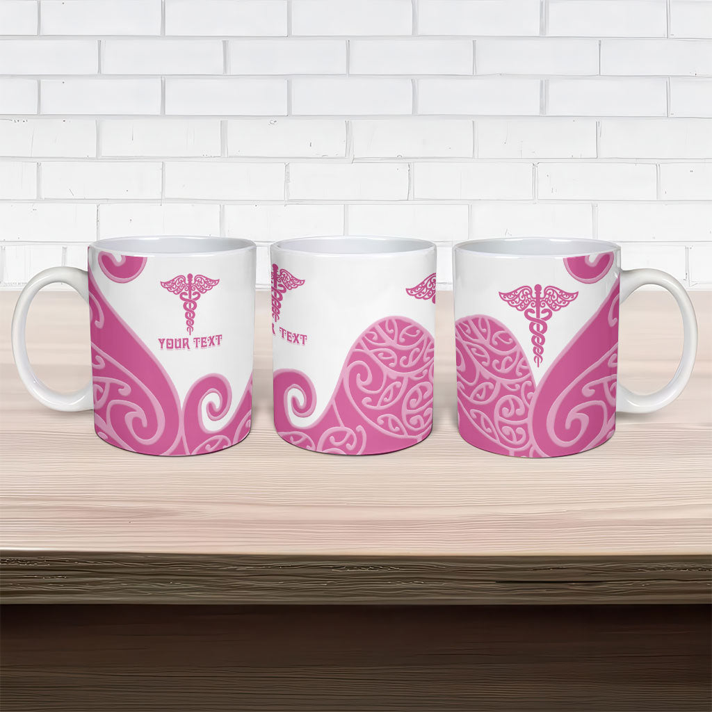 Personalised New Zealand Nurse Ceramic Mug Maori Koru Pink Version LT05 - Polynesian Pride
