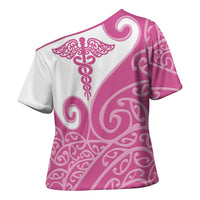 Personalised New Zealand Nurse Cross Shoulder Shirt Maori Koru Pink Version LT05 - Polynesian Pride