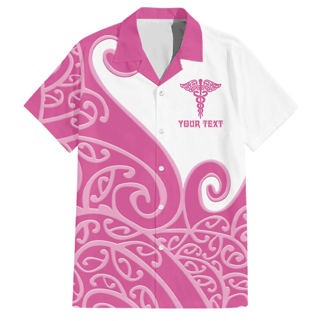 Personalised New Zealand Nurse Family Matching Summer Maxi Dress and Hawaiian Shirt Maori Koru Pink Version