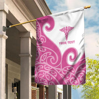 Personalised New Zealand Nurse Garden Flag Maori Koru Pink Version