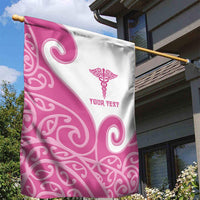 Personalised New Zealand Nurse Garden Flag Maori Koru Pink Version