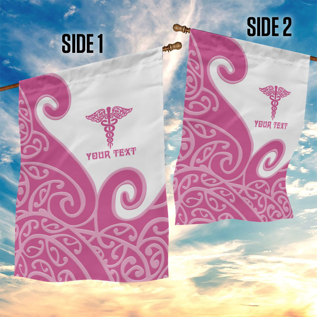 Personalised New Zealand Nurse Garden Flag Maori Koru Pink Version