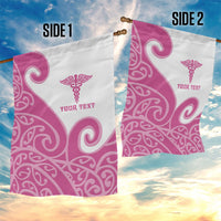Personalised New Zealand Nurse Garden Flag Maori Koru Pink Version