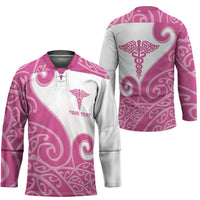 Personalised New Zealand Nurse Hockey Jersey Maori Koru Pink Version LT05 - Polynesian Pride