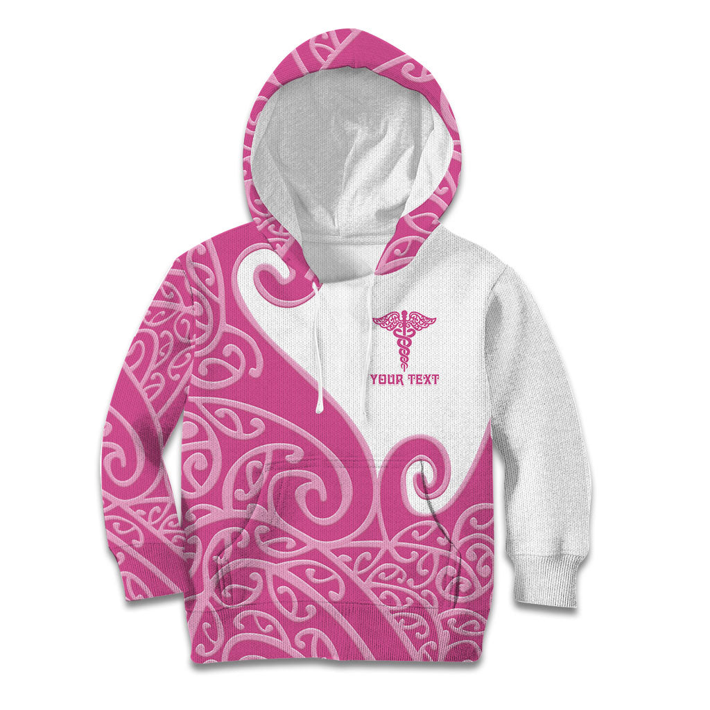 Personalised New Zealand Nurse Kid Hoodie Maori Koru Pink Version LT05 Hoodie Pink - Polynesian Pride