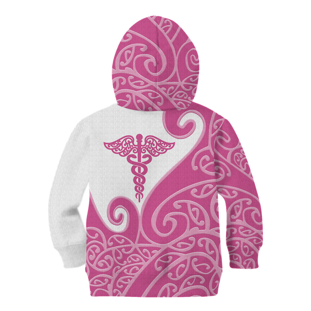 Personalised New Zealand Nurse Kid Hoodie Maori Koru Pink Version LT05 - Polynesian Pride