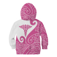 Personalised New Zealand Nurse Kid Hoodie Maori Koru Pink Version LT05 - Polynesian Pride