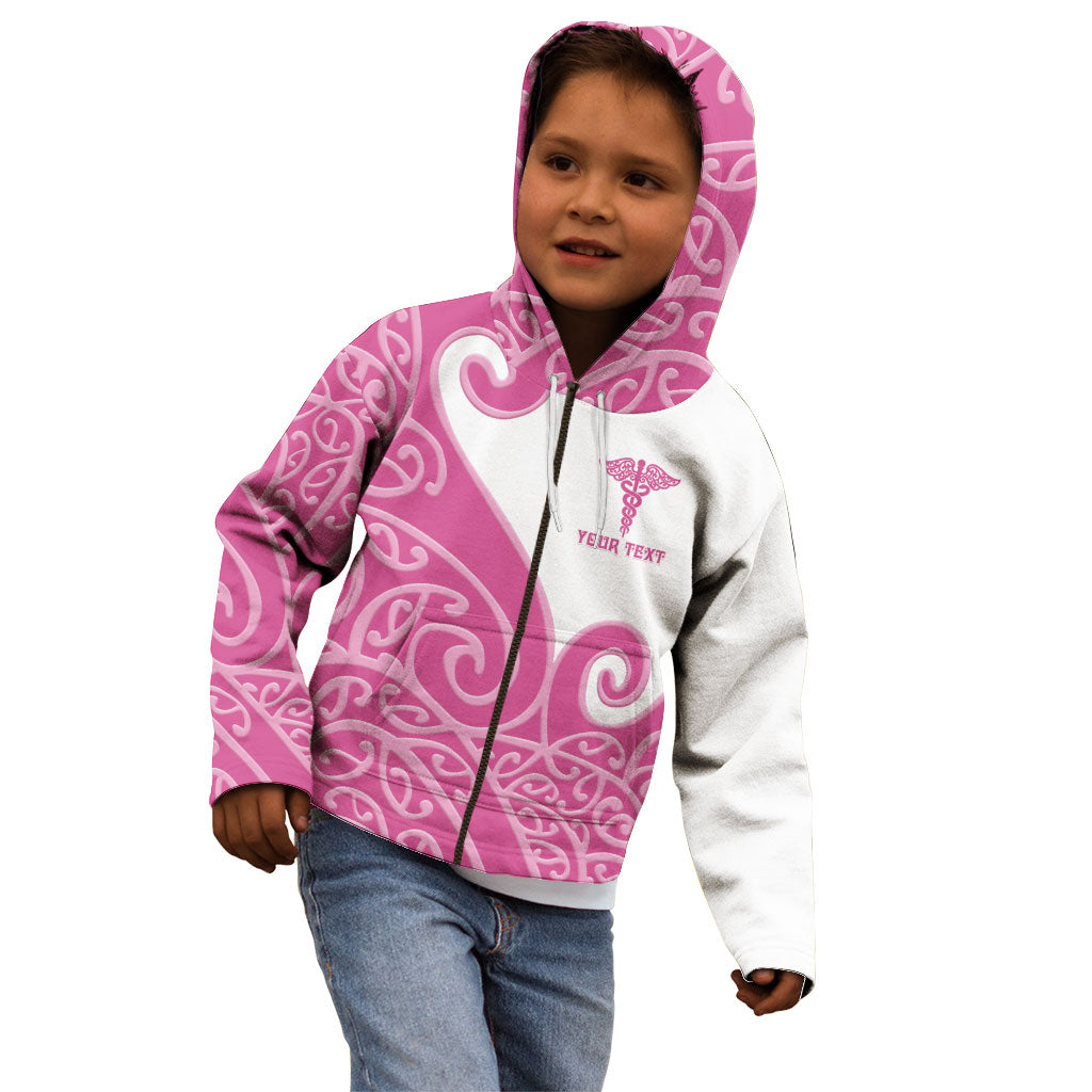 Personalised New Zealand Nurse Kid Hoodie Maori Koru Pink Version LT05 - Polynesian Pride