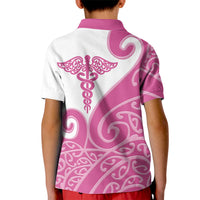 Personalised New Zealand Nurse Kid Polo Shirt Maori Koru Pink Version LT05 - Polynesian Pride