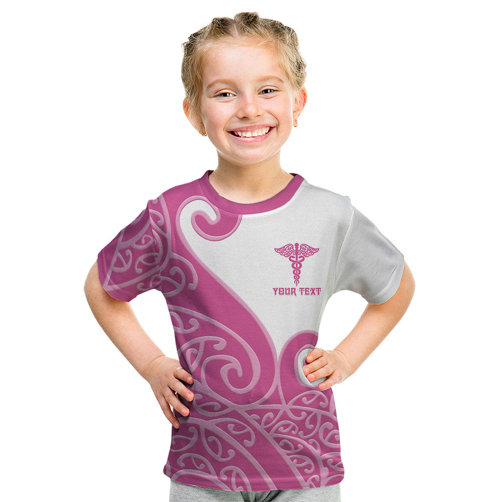 Personalised New Zealand Nurse Kid T Shirt Maori Koru Pink Version LT05 Pink - Polynesian Pride