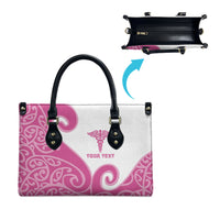 Personalised New Zealand Nurse Leather Bag Maori Koru Pink Version LT05 - Polynesian Pride