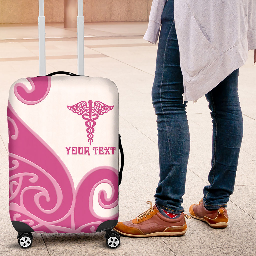 Personalised New Zealand Nurse Luggage Cover Maori Koru Pink Version LT05 Pink - Polynesian Pride
