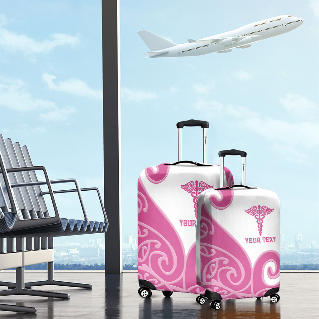 Personalised New Zealand Nurse Luggage Cover Maori Koru Pink Version LT05 - Polynesian Pride