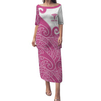 Personalised New Zealand Nurse Puletasi Maori Koru Pink Version LT05 Long Dress Pink - Polynesian Pride