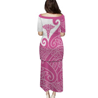 Personalised New Zealand Nurse Puletasi Maori Koru Pink Version LT05 - Polynesian Pride