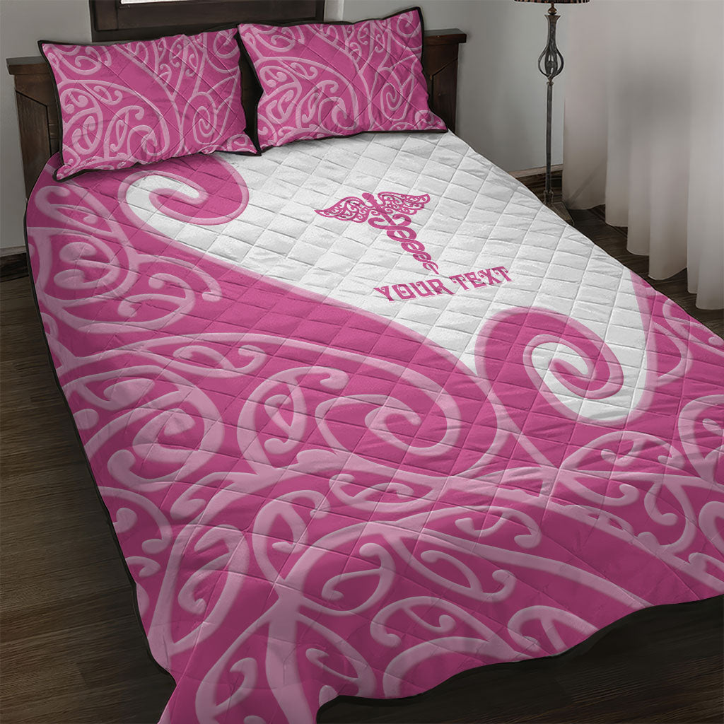 Personalised New Zealand Nurse Quilt Bed Set Maori Koru Pink Version LT05 Pink - Polynesian Pride