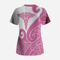 Personalised New Zealand Nurse Scrub Top Maori Koru Pink Version LT05 - Polynesian Pride