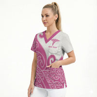 Personalised New Zealand Nurse Scrub Top Maori Koru Pink Version LT05 - Polynesian Pride