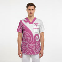 Personalised New Zealand Nurse Scrub Top Maori Koru Pink Version LT05 - Polynesian Pride