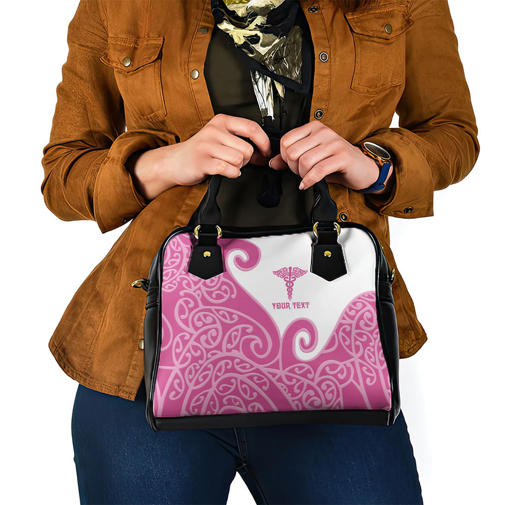 Personalised New Zealand Nurse Shoulder Handbag Maori Koru Pink Version LT05 - Polynesian Pride