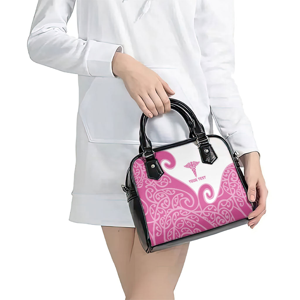Personalised New Zealand Nurse Shoulder Handbag Maori Koru Pink Version LT05 - Polynesian Pride