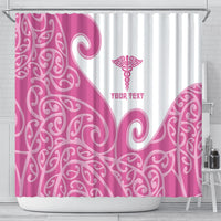 Personalised New Zealand Nurse Shower Curtain Maori Koru Pink Version LT05 - Polynesian Pride
