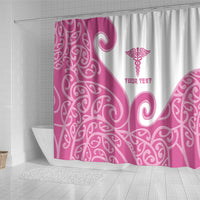 Personalised New Zealand Nurse Shower Curtain Maori Koru Pink Version LT05 - Polynesian Pride