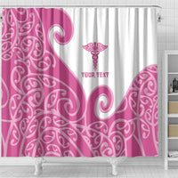 Personalised New Zealand Nurse Shower Curtain Maori Koru Pink Version LT05 - Polynesian Pride