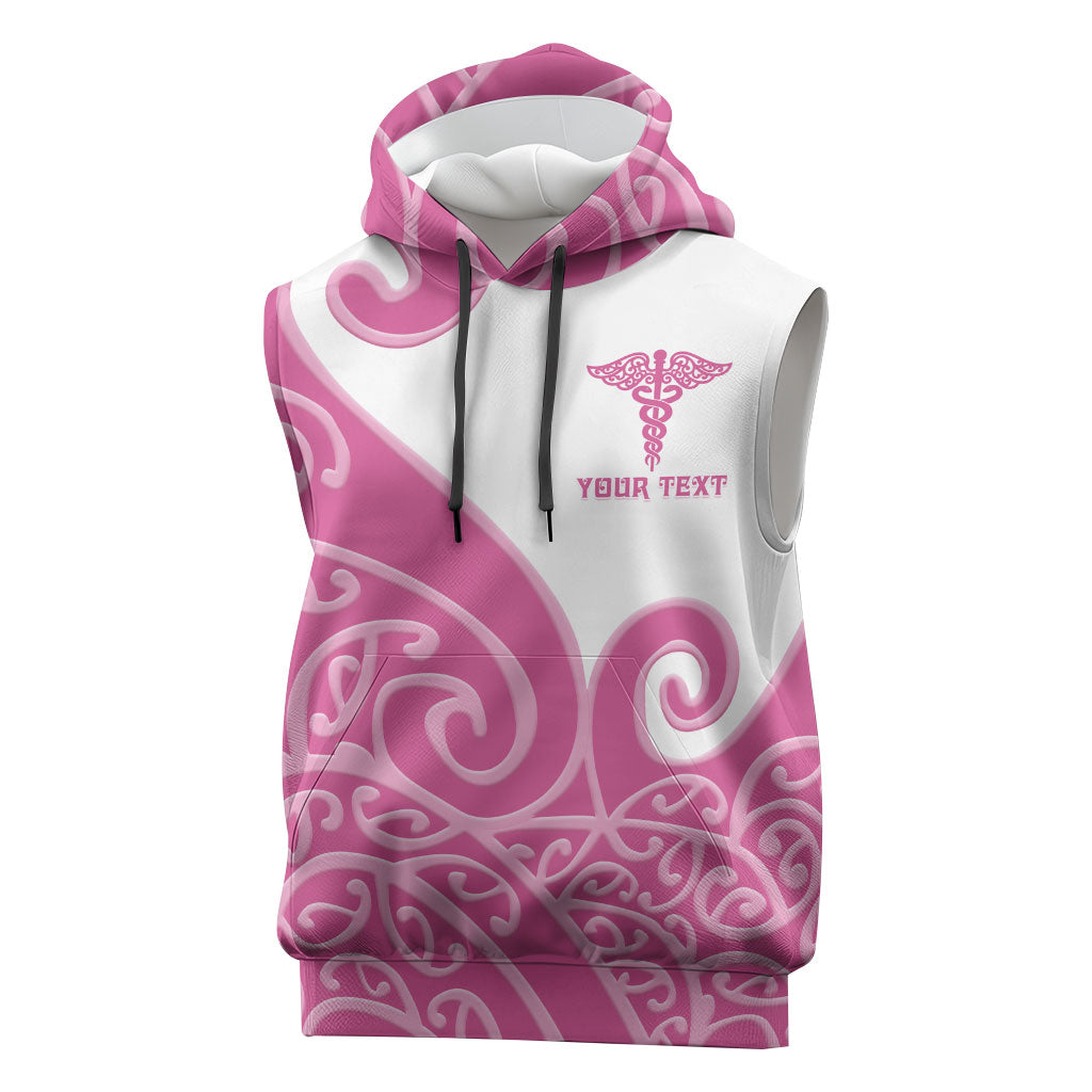 Personalised New Zealand Nurse Sleeveless Hoodie Maori Koru Pink Version LT05 Pink - Polynesian Pride