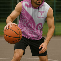 Personalised New Zealand Nurse Sleeveless Hoodie Maori Koru Pink Version LT05 - Polynesian Pride