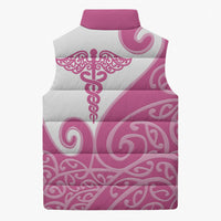 Personalised New Zealand Nurse Sleeveless Puffer Jacket Maori Koru Pink Version LT05 - Polynesian Pride