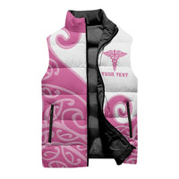 Personalised New Zealand Nurse Sleeveless Puffer Jacket Maori Koru Pink Version LT05 - Polynesian Pride