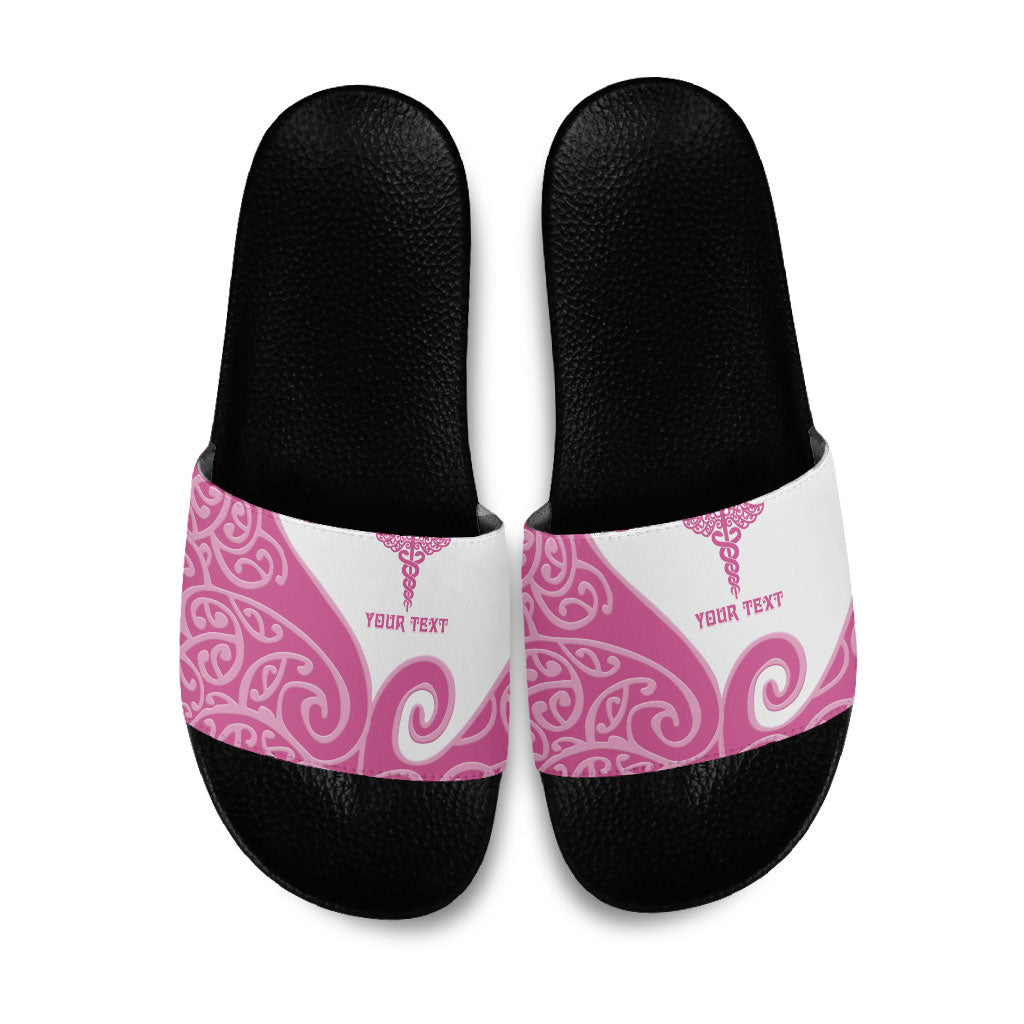 Personalised New Zealand Nurse Slide Sandals Maori Koru Pink Version LT05 Pink - Polynesian Pride