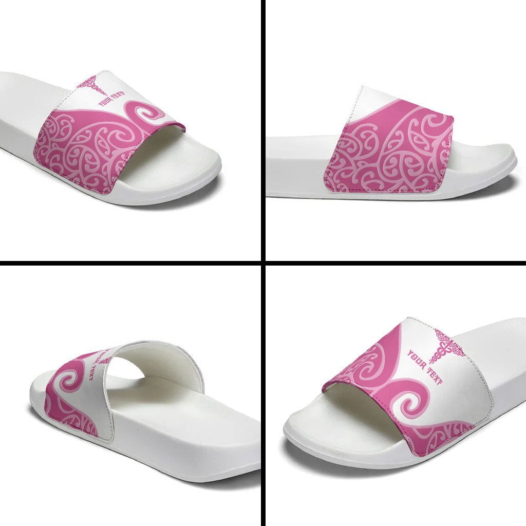 Personalised New Zealand Nurse Slide Sandals Maori Koru Pink Version LT05 - Polynesian Pride
