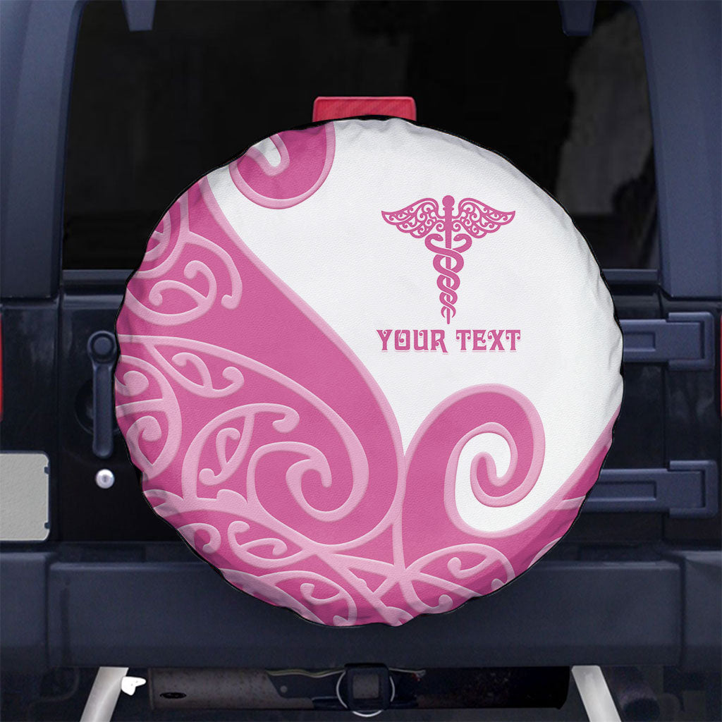 Personalised New Zealand Nurse Spare Tire Cover Maori Koru Pink Version LT05 No hole Pink - Polynesian Pride