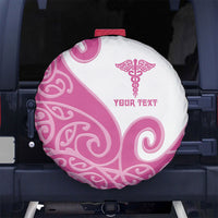 Personalised New Zealand Nurse Spare Tire Cover Maori Koru Pink Version LT05 No hole Pink - Polynesian Pride