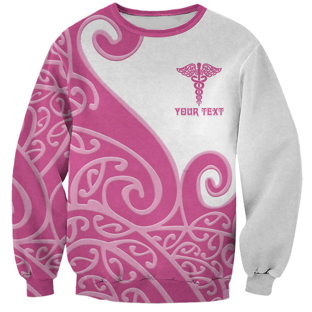 Personalised New Zealand Nurse Sweatshirt Maori Koru Pink Version LT05 Unisex Pink - Polynesian Pride