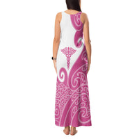 Personalised New Zealand Nurse Tank Maxi Dress Maori Koru Pink Version