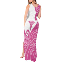 Personalised New Zealand Nurse Tank Maxi Dress Maori Koru Pink Version
