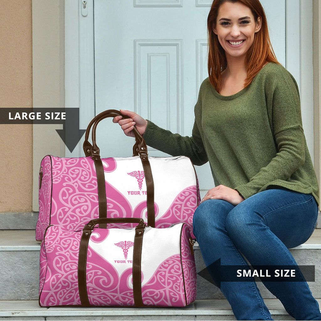 Personalised New Zealand Nurse Travel Bag Maori Koru Pink Version LT05 - Polynesian Pride